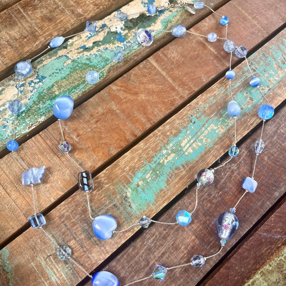 Dabby Reid Periwinkle Glass & Crystal Beaded Necklace - Picture 2 of 5